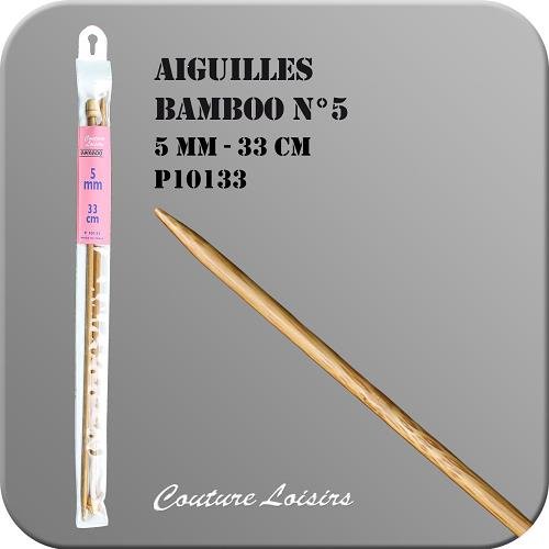 Aiguilles à tricoter 33 cm n° 5 en bambou - la paire Aiguilles à tricoter 33 cm n° 5 en bambou - la paire