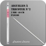 Aiguilles à tricoter 40 cm n° 2 en métal - la paire