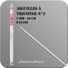 Aiguilles à tricoter 40 cm n° 2 en métal - la paire