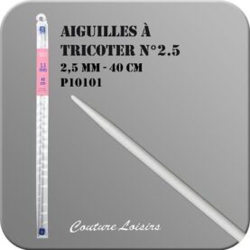 Aiguilles à tricoter 40 cm n° 2,5 en métal - la paire