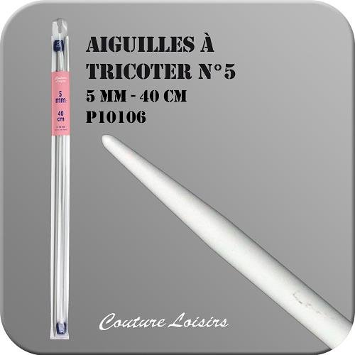 Aiguilles à tricoter 40 cm n° 5 en métal - la paire Aiguilles à tricoter 40 cm n° 5 en métal - la paire