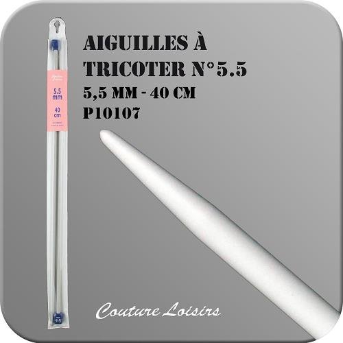 Aiguilles à tricoter 40 cm n° 5,5 en métal - la paire Aiguilles à tricoter 40 cm n° 5,5 en métal - la paire