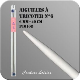 Aiguilles à tricoter 40 cm n° 6 en métal - la paire