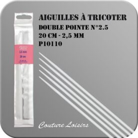 Aiguilles à tricoter double pointe 20 cm n° 2,5 - jeu de 5
