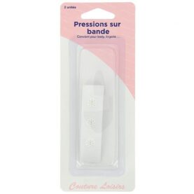 Bandes de boutons-pression 14 cm blanches - lot de 2
