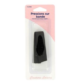 Bandes de boutons-pression 14 cm noires - lot de 2