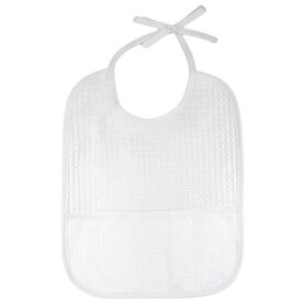 Bavoir nid d’abeille à broder 25 × 22 cm - biais blanc