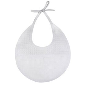 Bavoir rond nid d’abeille à broder 22 cm - biais blanc