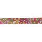 Biais Liberty 20 mm au mètre - Fleurs rose et moutarde