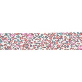 Biais Liberty 20 mm au mètre - Fleurs roses