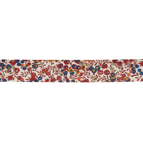 Biais Liberty 20 mm au mètre - Fleurs rouges et bleues Biais Liberty 20 mm au mètre - Fleurs rouges et bleues