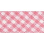 Biais vichy 20 mm au mètre - Rose
