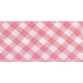Biais vichy 20 mm au mètre - Rose