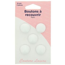 Boutons à recouvrir 18 mm en nylon - lot de 5