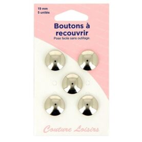 Boutons à recouvrir 19 mm en métal - lot de 5