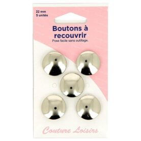 Boutons à recouvrir 22 mm en métal - lot de 5