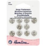 Boutons-pression à coudre 11 mm nickelés - lot de 10