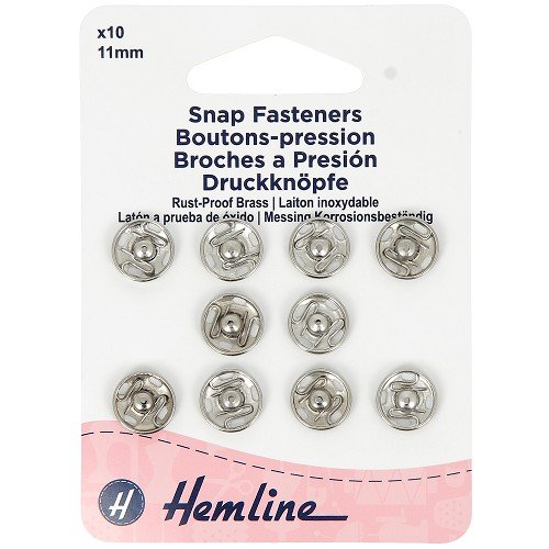 Boutons-pression à coudre 11 mm nickelés - lot de 10 Boutons-pression à coudre 11 mm nickelés - lot de 10