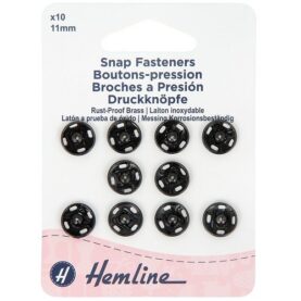 Boutons-pression à coudre 11 mm noirs - lot de 10