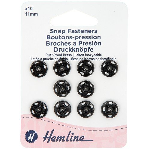 Boutons-pression à coudre 11 mm noirs - lot de 10 Boutons-pression à coudre 11 mm noirs - lot de 10
