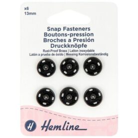 Boutons-pression à coudre 13 mm noirs - lot de 6