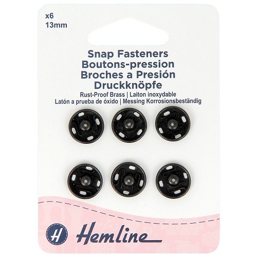 Boutons-pression à coudre 13 mm noirs - lot de 6 Boutons-pression à coudre 13 mm noirs - lot de 6
