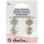 Boutons-pression à coudre 15 mm nickelés - lot de 4
