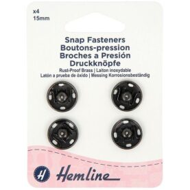 Boutons-pression à coudre 15 mm noirs - lot de 4
