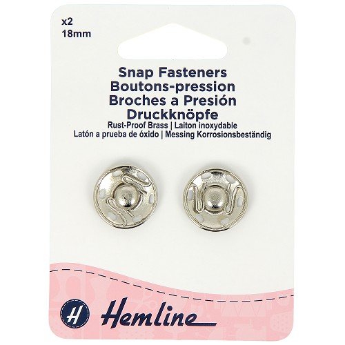 Boutons-pression à coudre 18 mm nickelés - lot de 2 Boutons-pression à coudre 18 mm nickelés - lot de 2