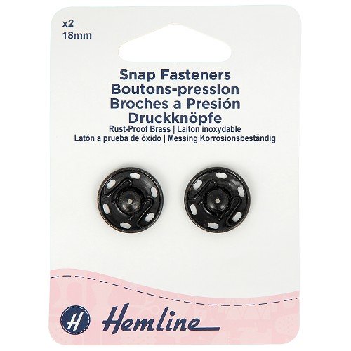 Boutons-pression à coudre 18 mm noirs - lot de 2 Boutons-pression à coudre 18 mm noirs - lot de 2