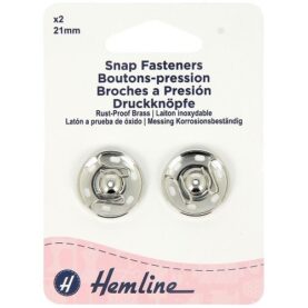 Boutons-pression à coudre 21 mm nickelés - lot de 2