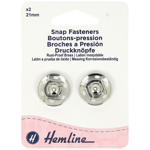 Boutons-pression à coudre 21 mm nickelés - lot de 2 Boutons-pression à coudre 21 mm nickelés - lot de 2