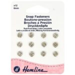Boutons-pression à coudre 6 mm nickelés - lot de 12