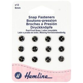 Boutons-pression à coudre 6 mm noirs - lot de 12