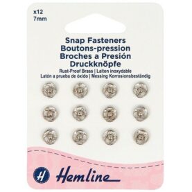 Boutons-pression à coudre 7 mm nickelés - lot de 12