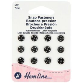Boutons-pression à coudre 7 mm noirs - lot de 12