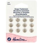 Boutons-pression à coudre 9 mm nickelés - lot de 12