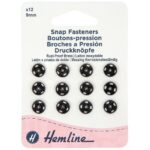 Boutons-pression à coudre 9 mm noirs - lot de 12