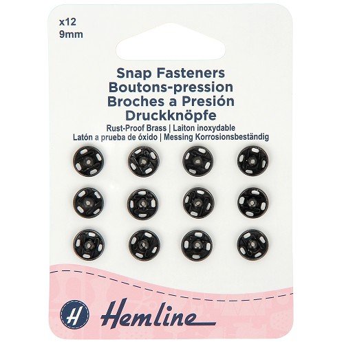 Boutons-pression à coudre 9 mm noirs - lot de 12 Boutons-pression à coudre 9 mm noirs - lot de 12