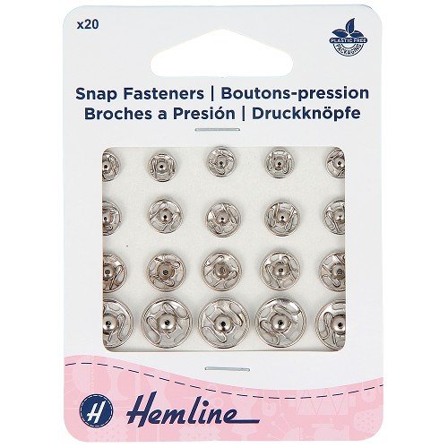 Boutons-pression à coudre nickelés - assortiment de 20 Boutons-pression à coudre nickelés - assortiment de 20