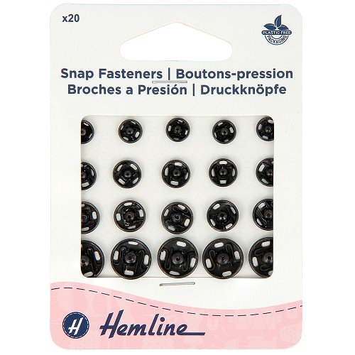 Boutons-pression à coudre noirs - assortiment de 20 Boutons-pression à coudre noirs - assortiment de 20