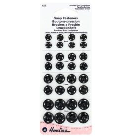 Boutons-pression à coudre noirs - assortiment de 32