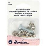 Boutons-pression fantaisie à anneau 11 mm blancs avec outil de pose - lot de 6