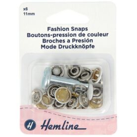 Boutons-pression fantaisie à tête pleine 11 mm blancs avec outil de pose - lot de 6