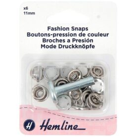 Boutons-pression fantaisie à tête pleine 11 mm nacrés avec outil de pose - lot de 6
