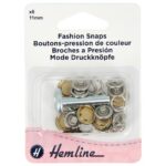 Boutons-pression fantaisie à tête pleine 11 mm noirs avec outil de pose - lot de 6