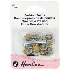 Boutons-pression fantaisie à tête pleine 11 mm noirs avec outil de pose - lot de 6