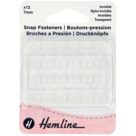 Boutons-pression nylon 7 mm transparents - lot de 12