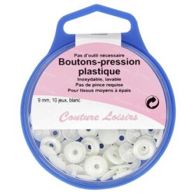 Boutons-pression sans outil 9 mm blancs - lot de 10