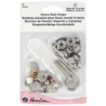 Boutons-pression tissus épais 15 mm nickelés avec outil de pose - lot de 8